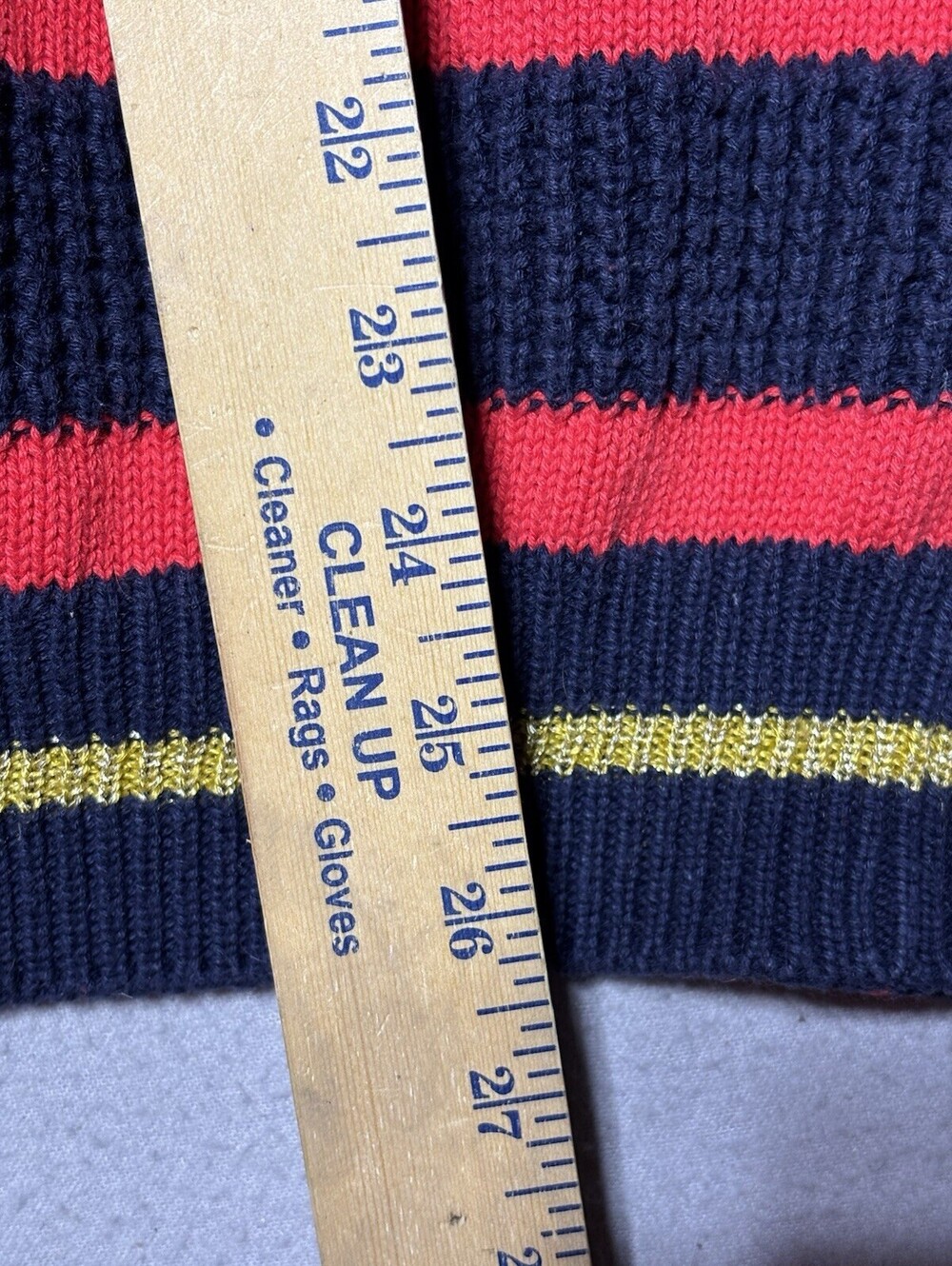Vintage 1980s Vianni Red Navy Gold Nautical Striped V Neck Sweater Size 14 (42) - Picture 8 of 8